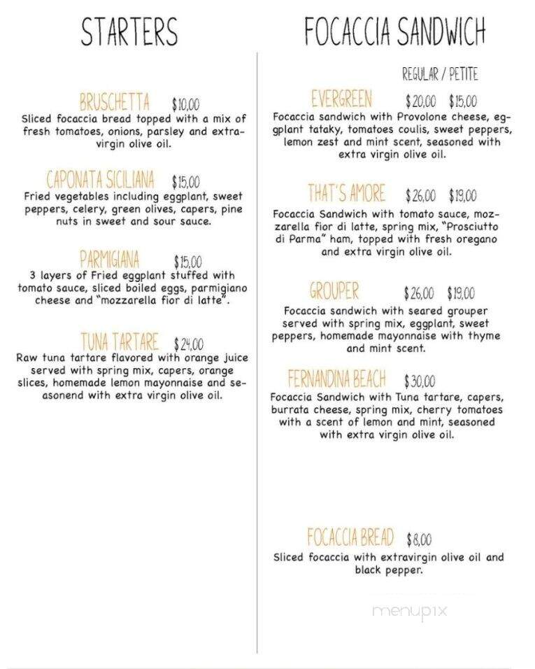 Alloro Italian Bistrot - Fernandina Beach, FL menu_pic