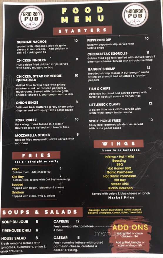 Gridiron Pub - Aston, PA menu_pic