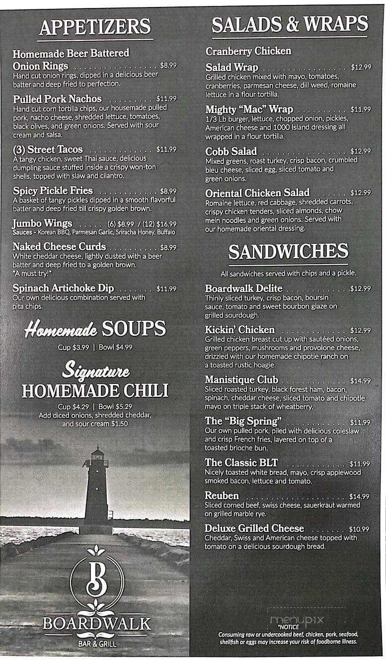 Boardwalk Bar & Grill - Manistique, MI menu_pic