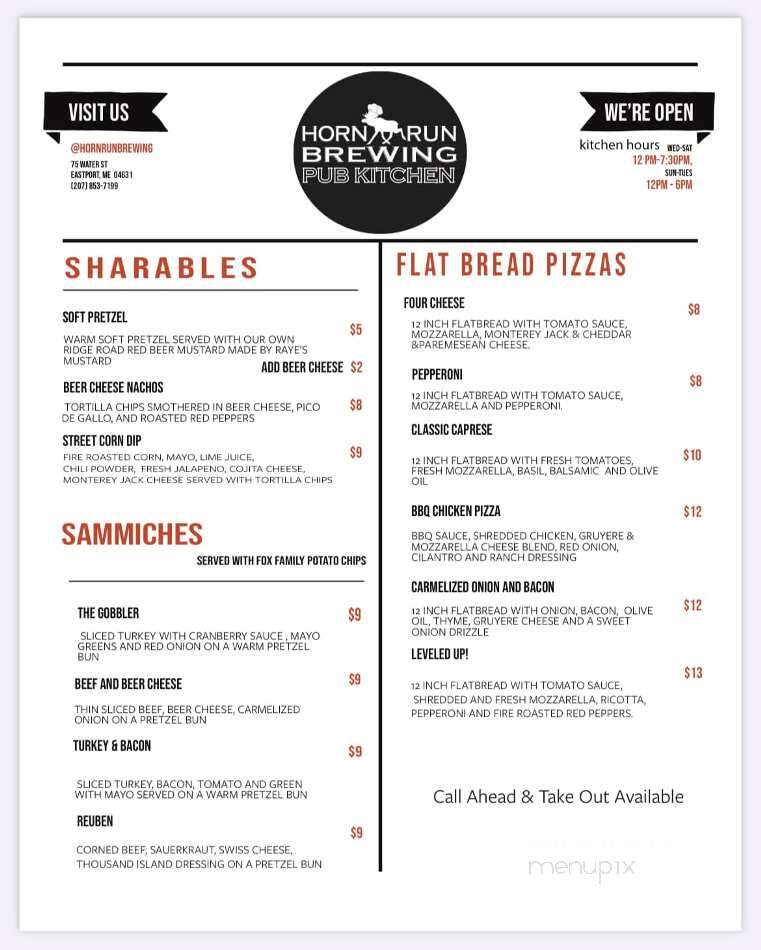 Horn Run Brewing - Eastport, ME menu_pic