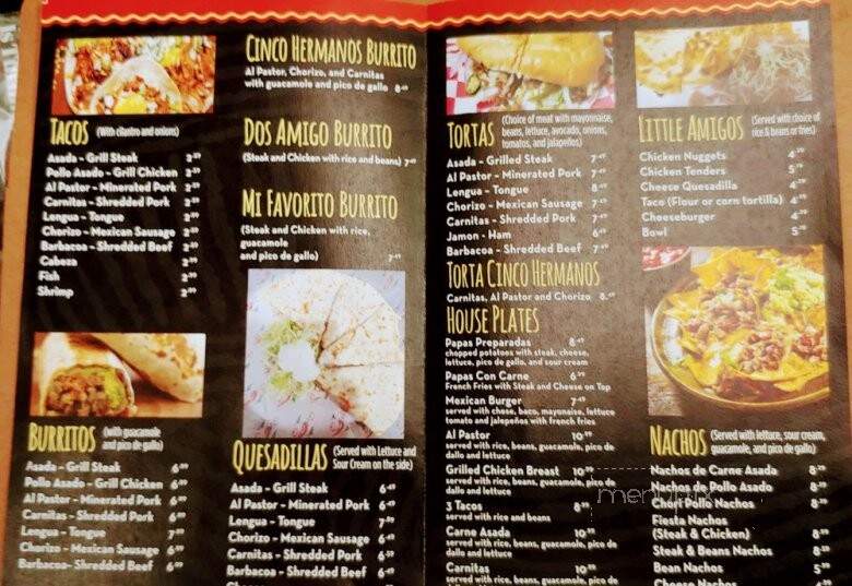Cinco Hermanos Taco Shop - Corinth, MS menu_pic