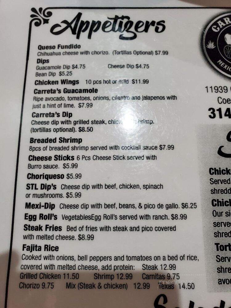 Carreta's Mexican Restaurant - St. Louis, MO menu_pic
