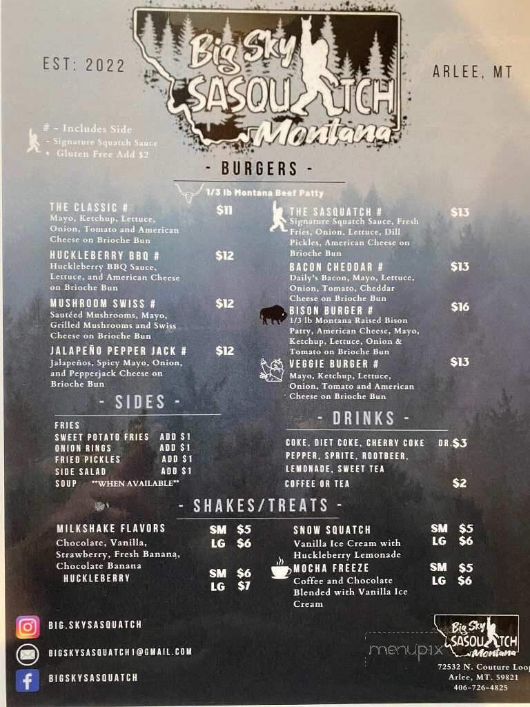 Big Sky Sasquatch - Arlee, MT menu_pic
