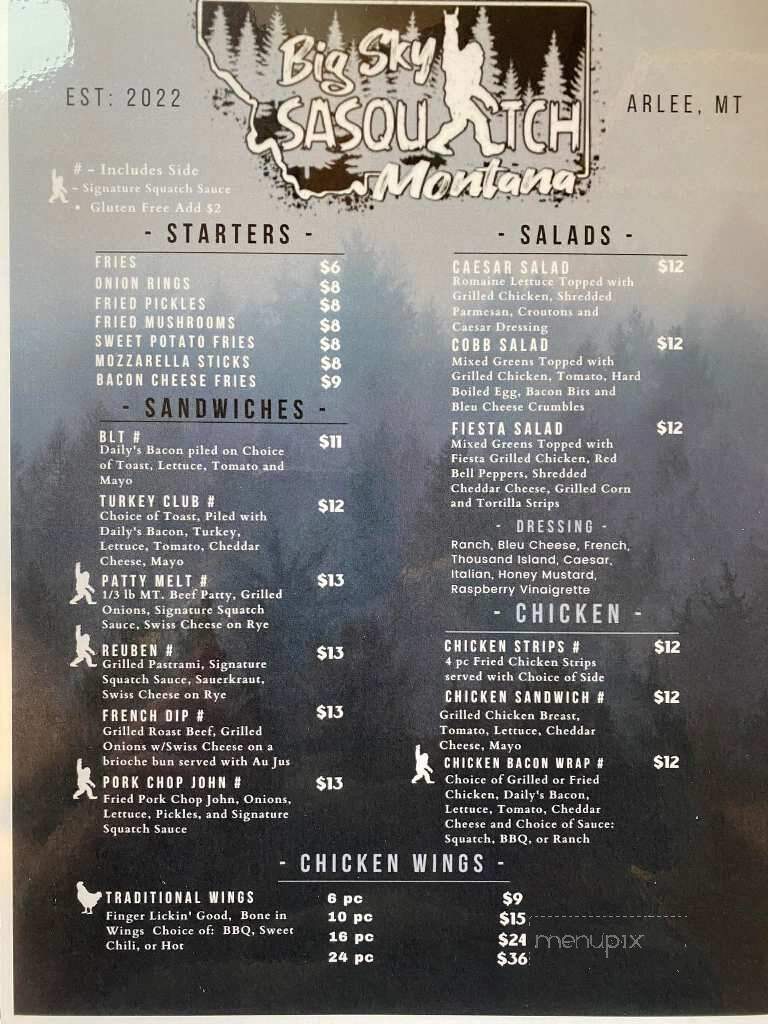 Big Sky Sasquatch - Arlee, MT menu_pic