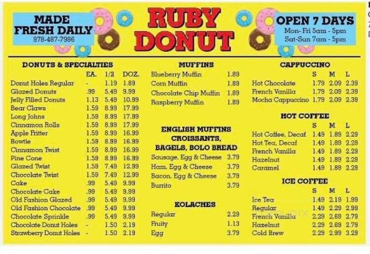 Ruby Donut - Ayer, MA menu_pic
