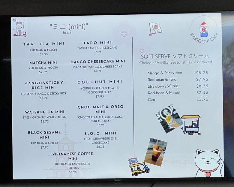 Kakigori Dessert Cafe - Tukwila, WA menu_pic