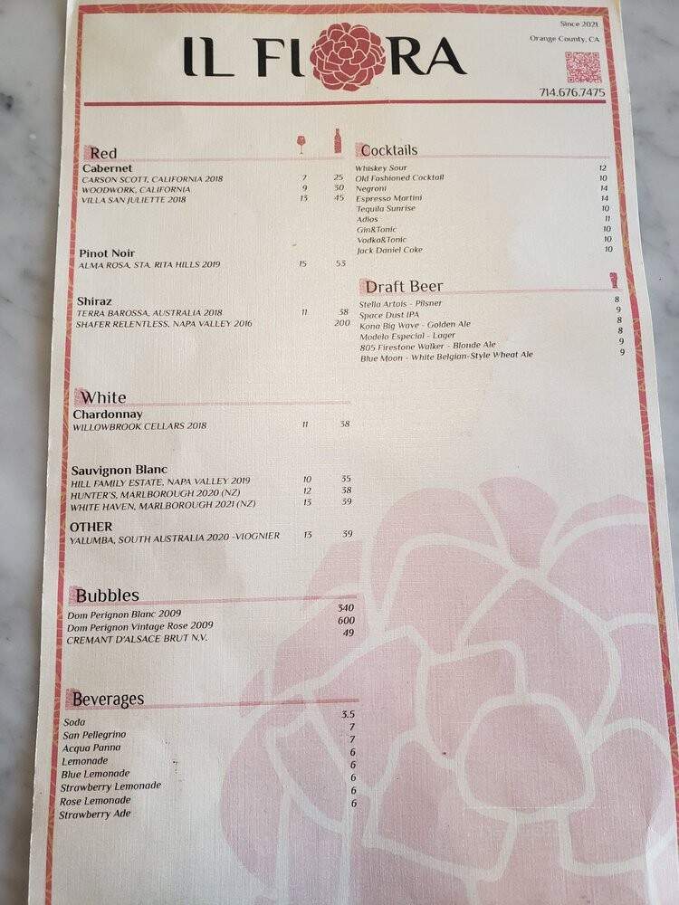 Il Fiora - Buena Park, CA menu_pic