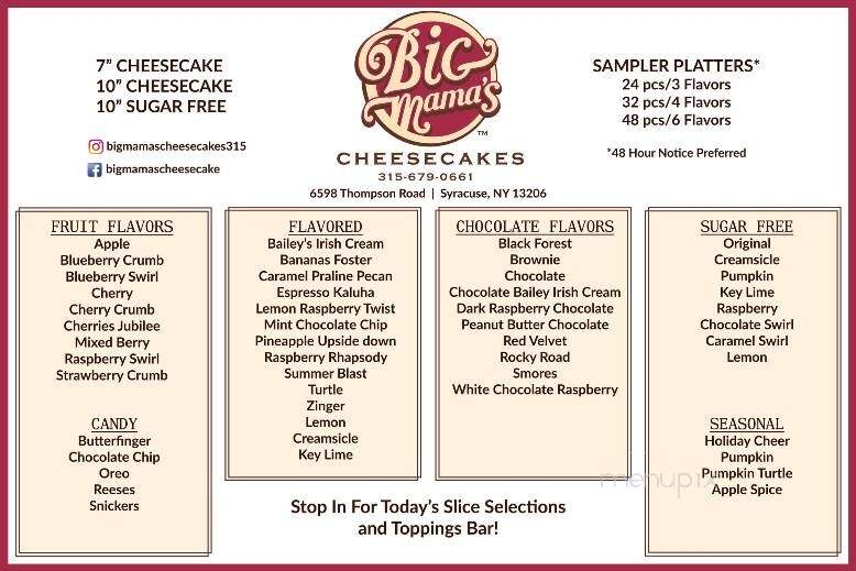 Big Mama's Cheesecake - Syracuse, NY menu_pic