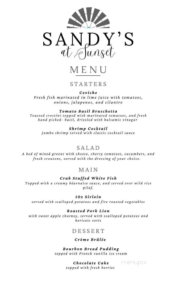 Sandy's Kitchen & Catering - Brady, TX menu_pic