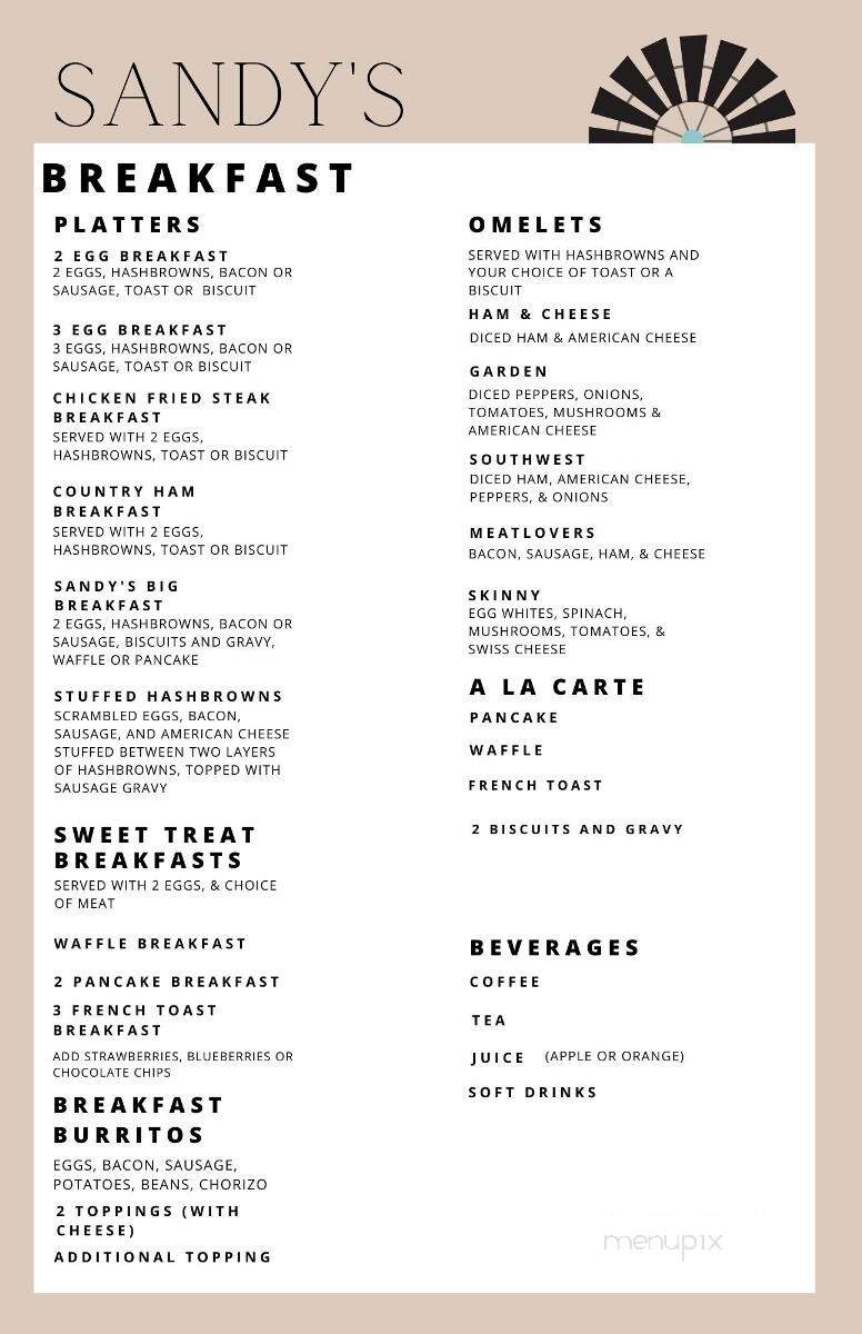 Sandy's Kitchen & Catering - Brady, TX menu_pic