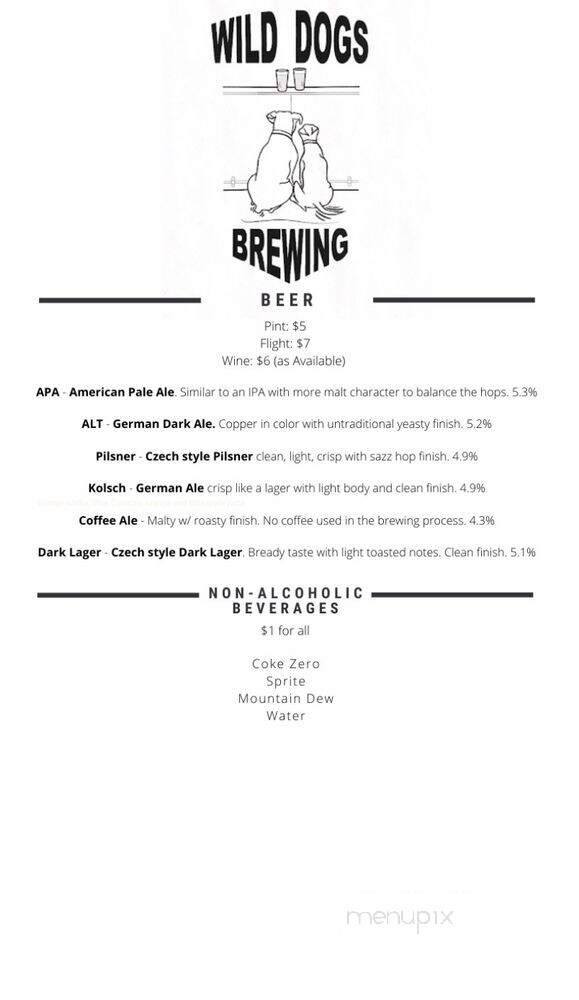 Wild Dogs Brewing - Sanford, NC menu_pic