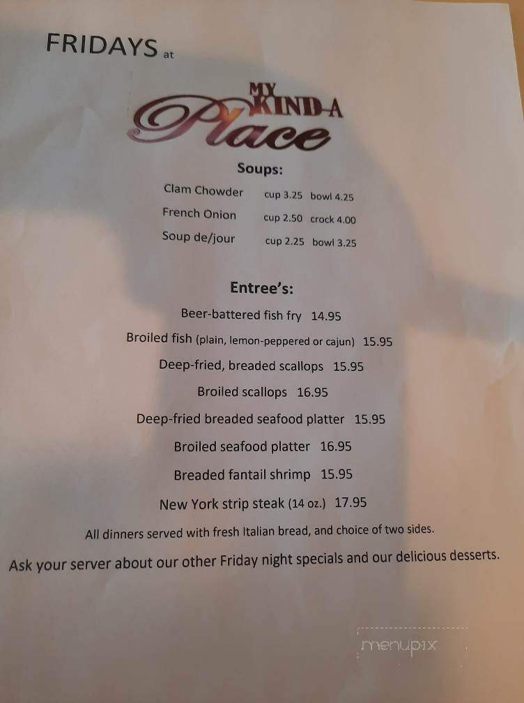 My Kinda Place - Churchville, NY menu_pic