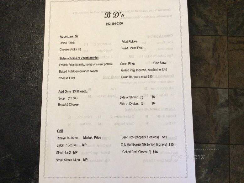 Barbara Dean's Steakhouse - Baxley, GA menu_pic