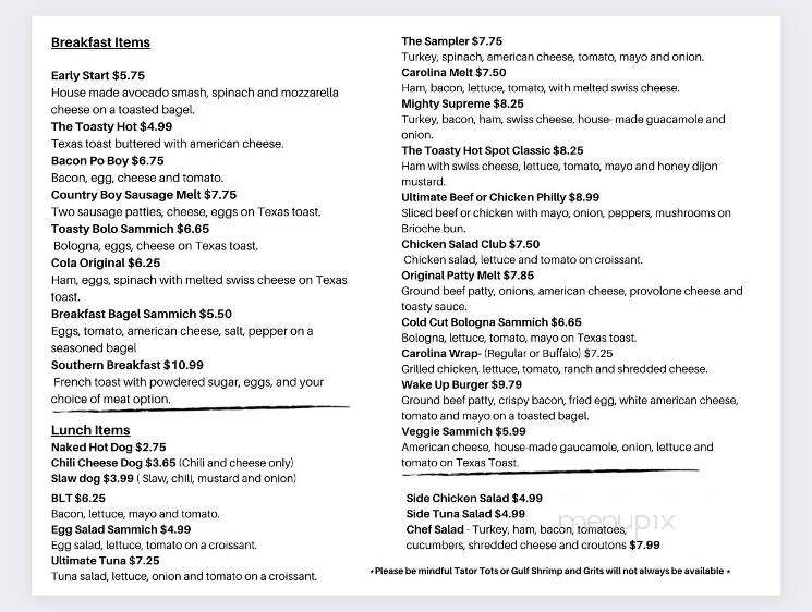 The Toasty Hot Spot - Columbia, SC menu_pic