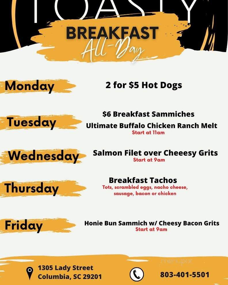 The Toasty Hot Spot - Columbia, SC menu_pic