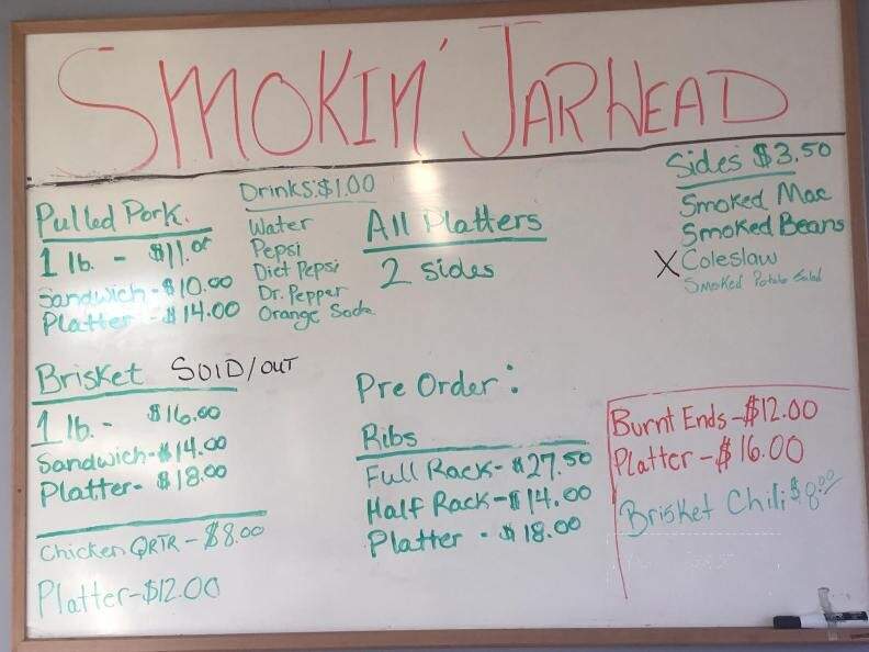 Smokin' Jarhead BBQ - Woodstock, VA menu_pic
