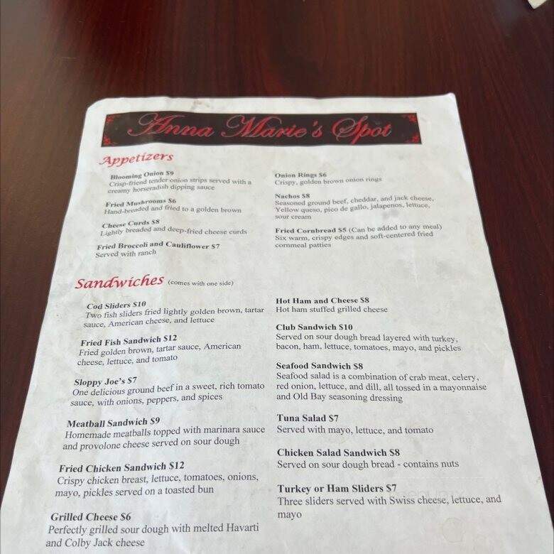 Anna Marie's Spot - Shelbyville, KY menu_pic