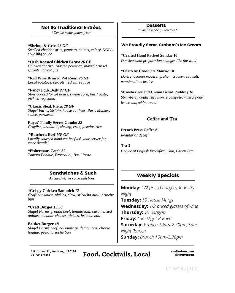 Craft Urban - Aurora, IL menu_pic