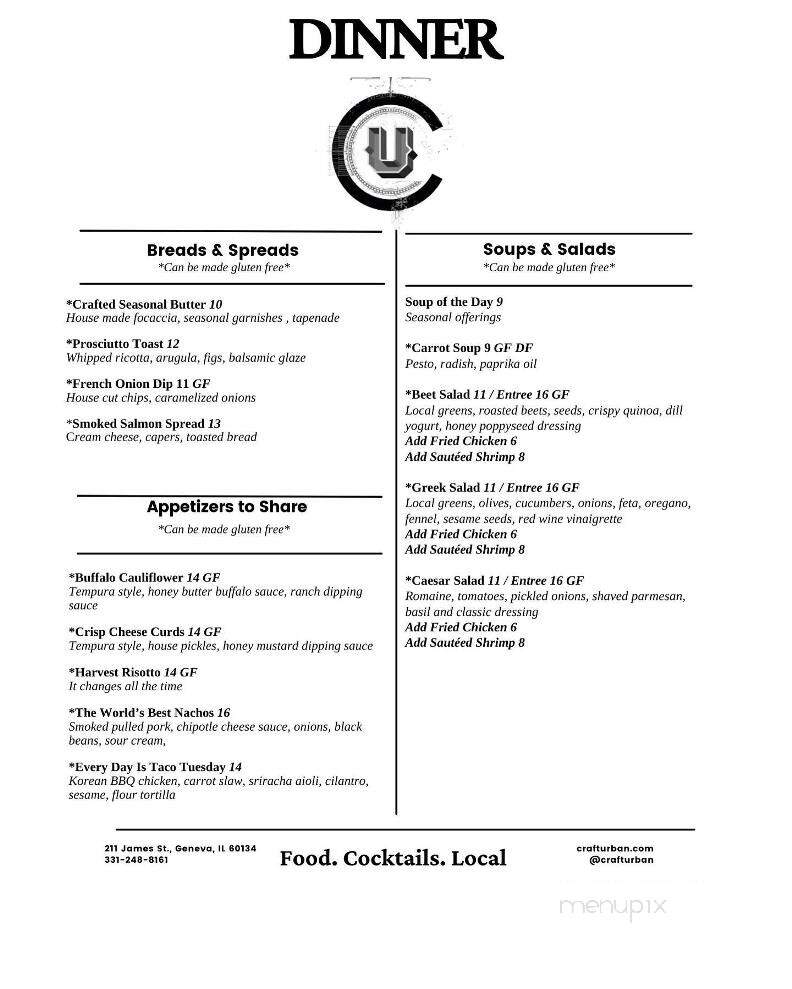 Craft Urban - Aurora, IL menu_pic