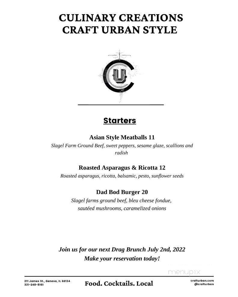 Craft Urban - Aurora, IL menu_pic
