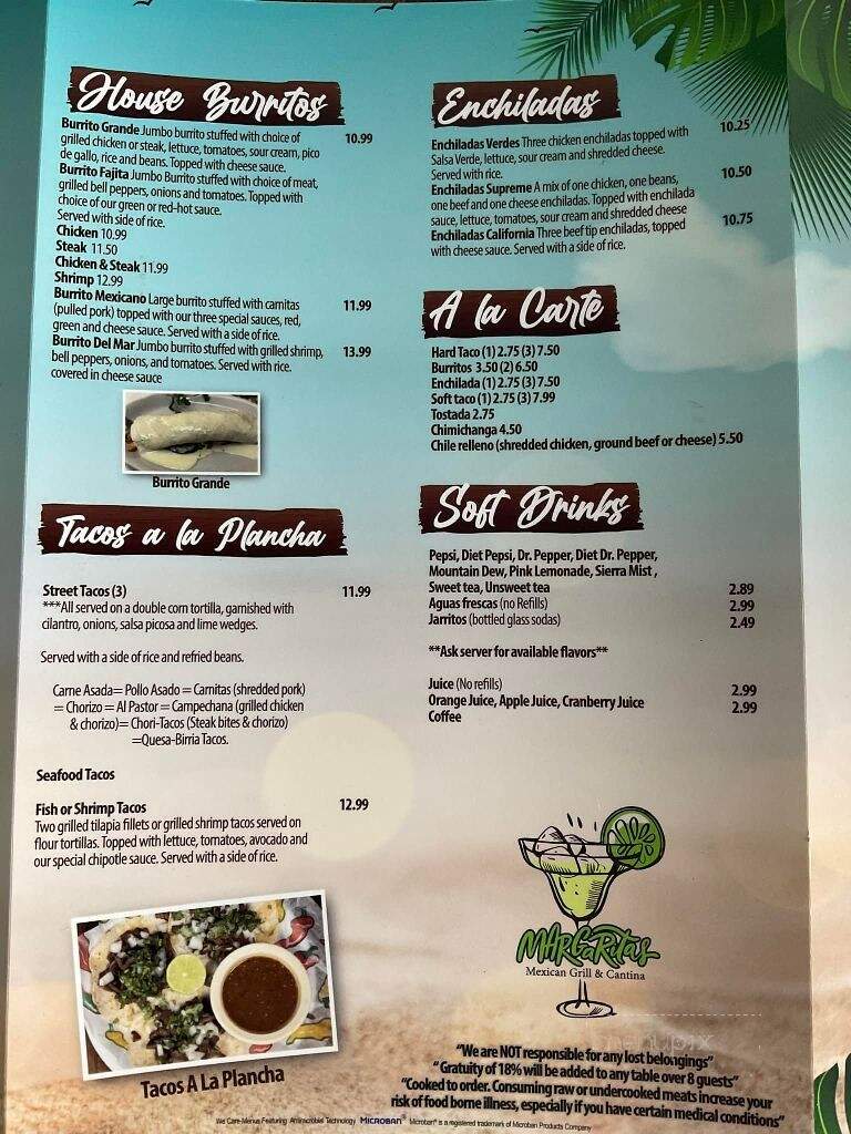 Margarita's Mexican Grill & Cantina - Surf City, NC menu_pic