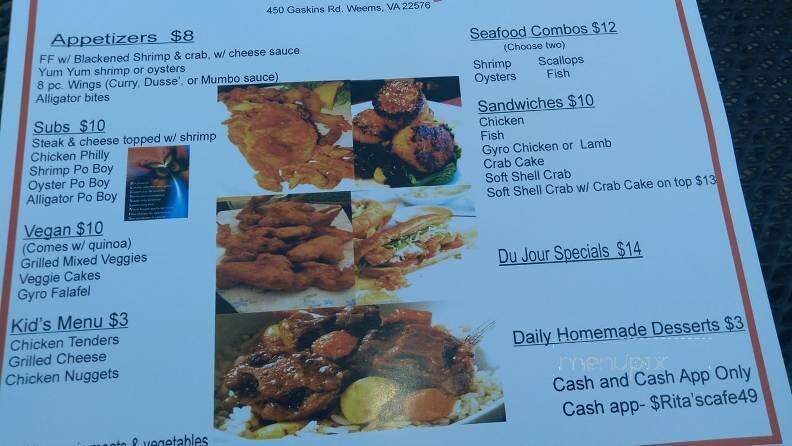 Rita's Cafe - Weems, VA menu_pic