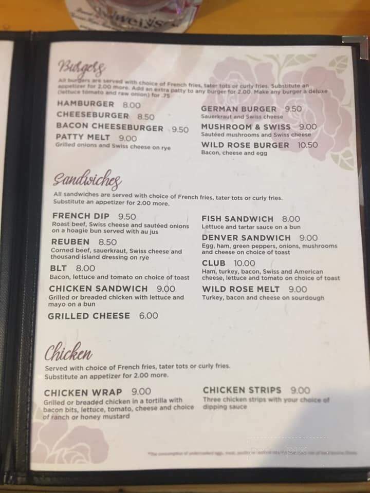 The Wild Rose Bar & Cafe - Ashley, ND menu_pic