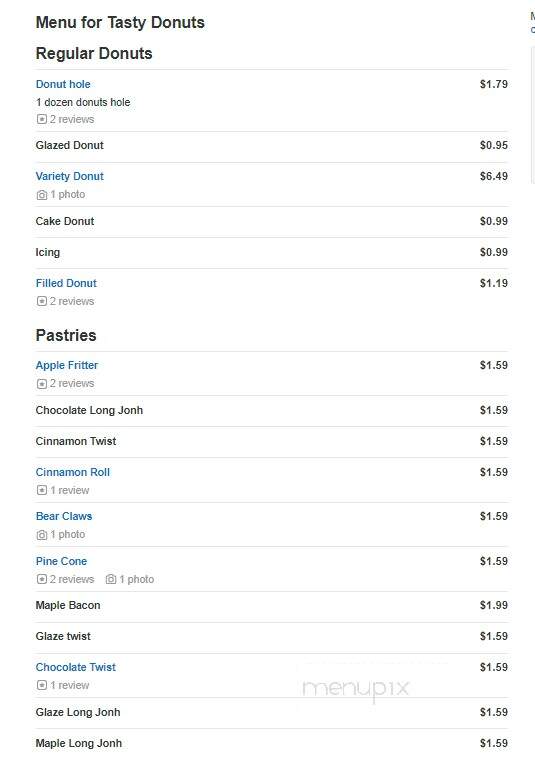 Tasty Donuts - Sharpsburg, GA menu_pic