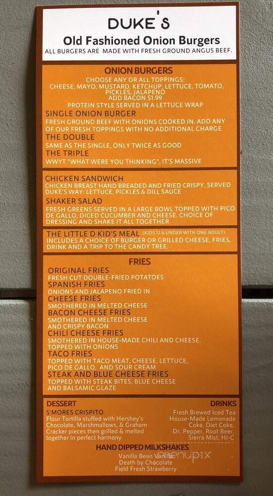 Dukes Old Fashioned Onion Burgers - La Mesa, CA menu_pic
