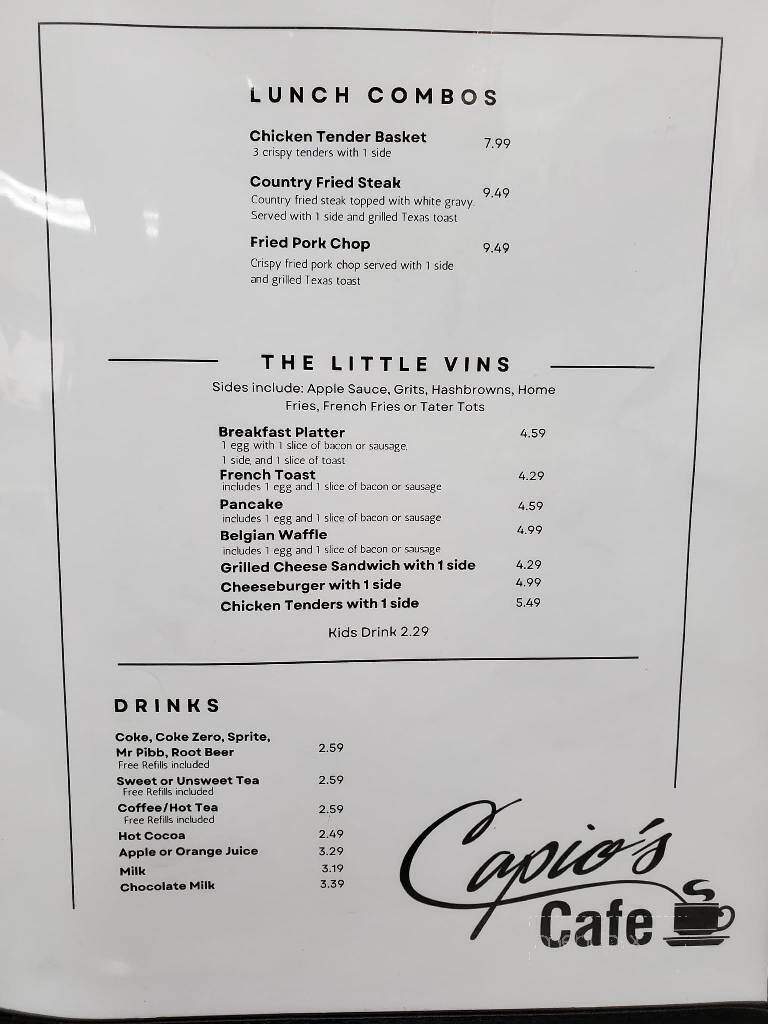 Capio's Cafe - Middleburg, FL menu_pic