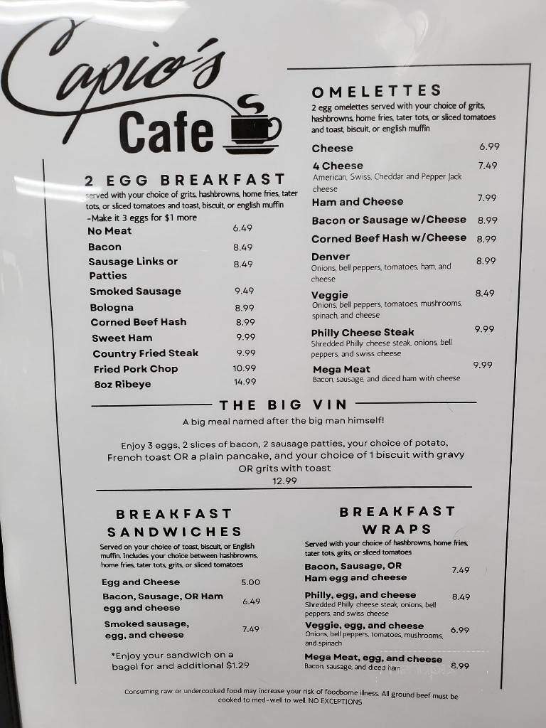 Capio's Cafe - Middleburg, FL menu_pic