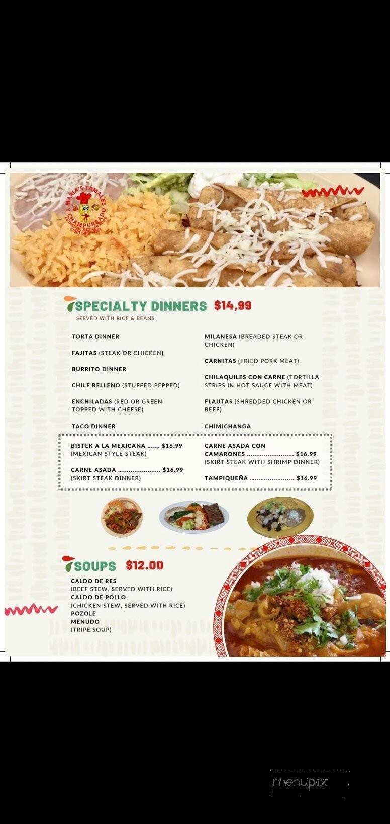 Maria's Tamales Y Champurrado - Palos Heights, IL menu_pic