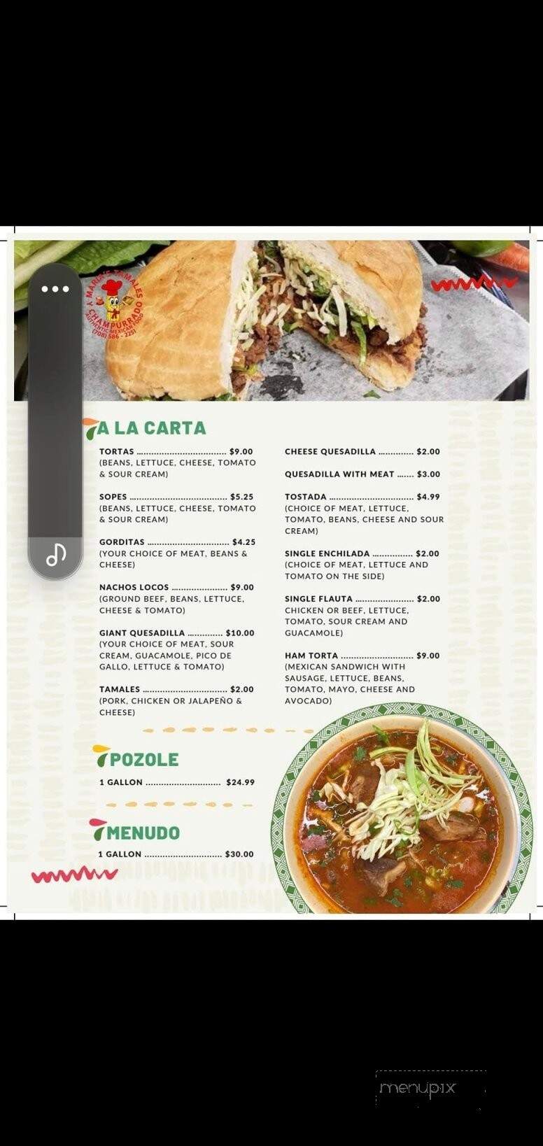 Maria's Tamales Y Champurrado - Palos Heights, IL menu_pic