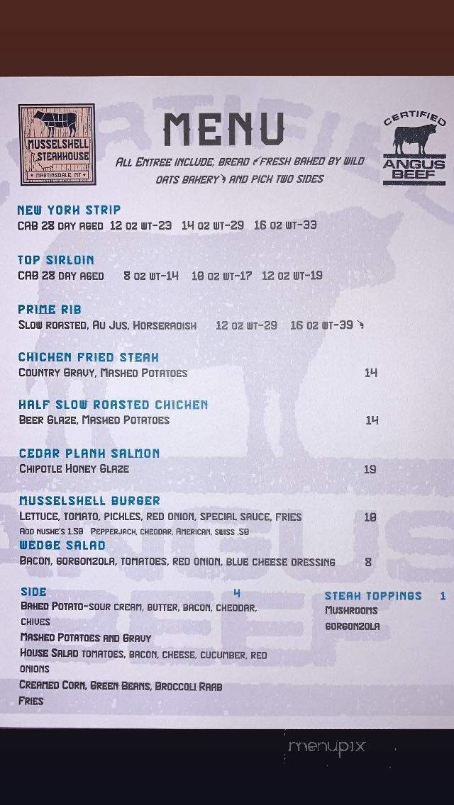 Musselshell Steakhouse - Martinsdale, MT menu_pic