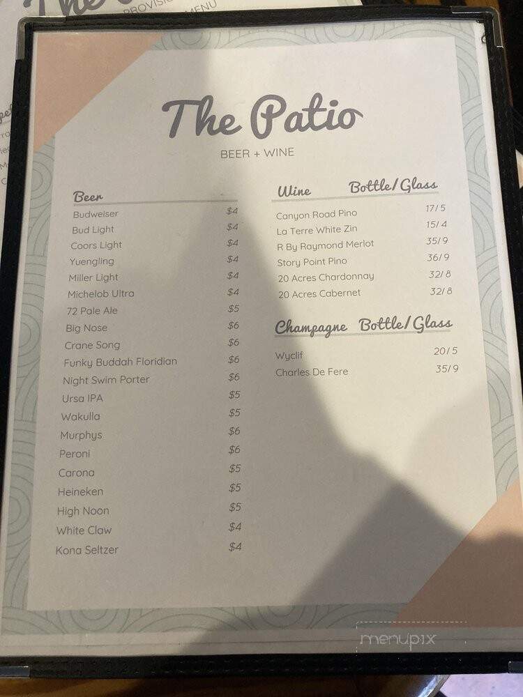 The Patio Pizza & Provisions - Gainesville, FL menu_pic