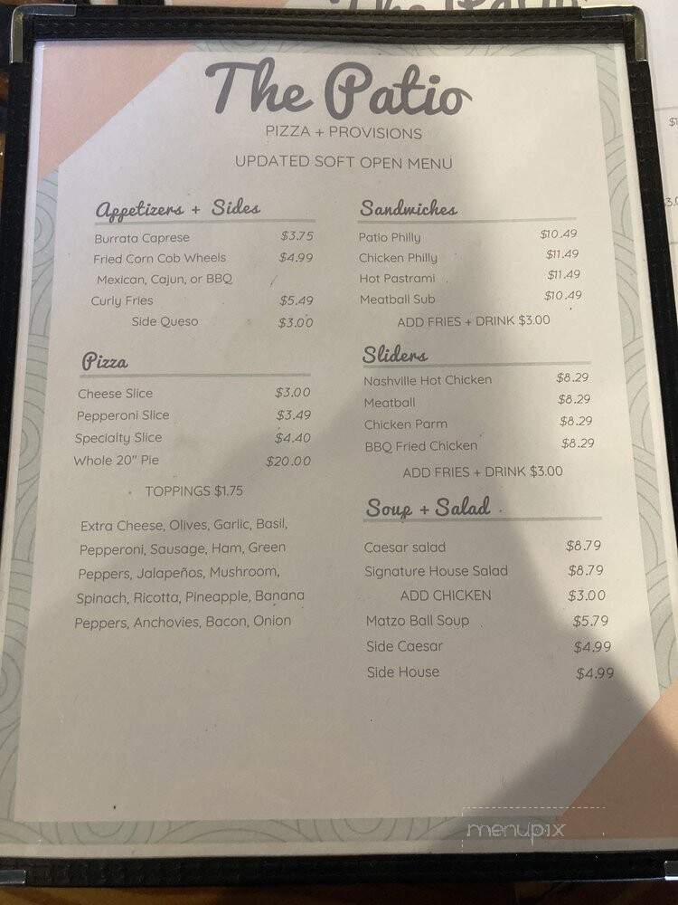 The Patio Pizza & Provisions - Gainesville, FL menu_pic
