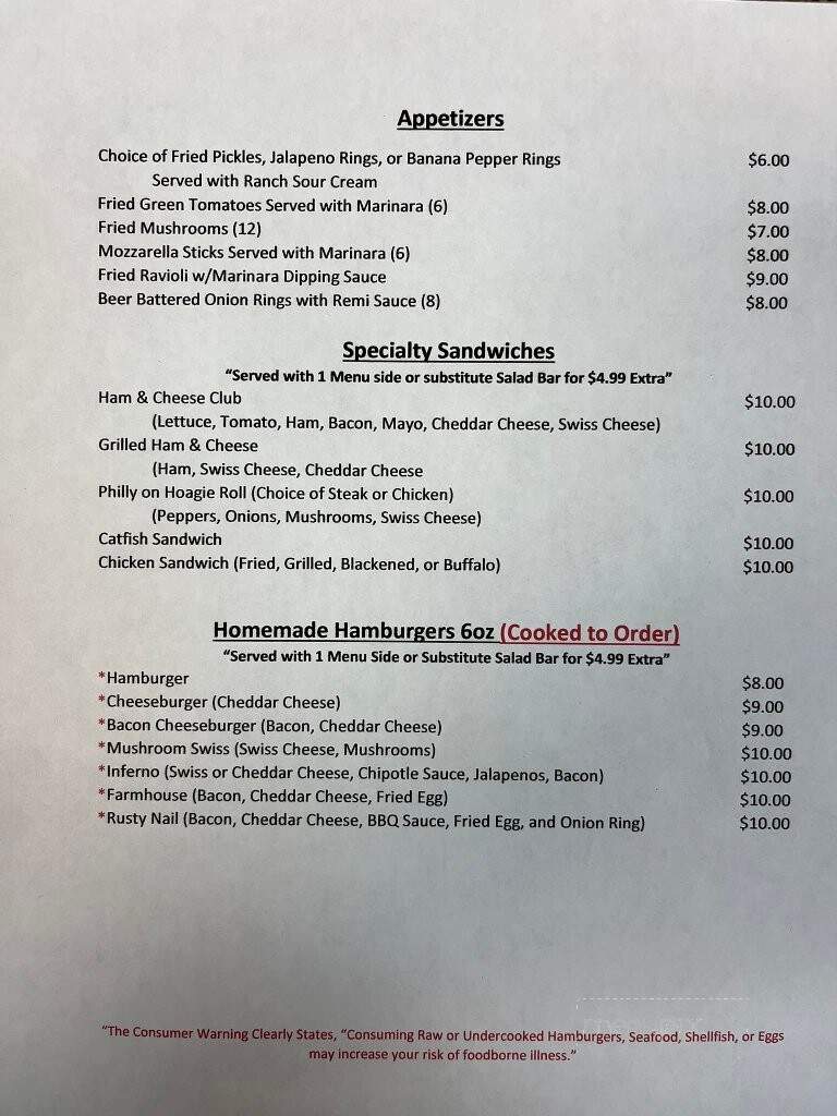 Cattle Bay Restaurant - Wrightsville, GA menu_pic