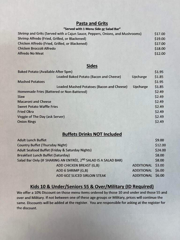 Cattle Bay Restaurant - Wrightsville, GA menu_pic