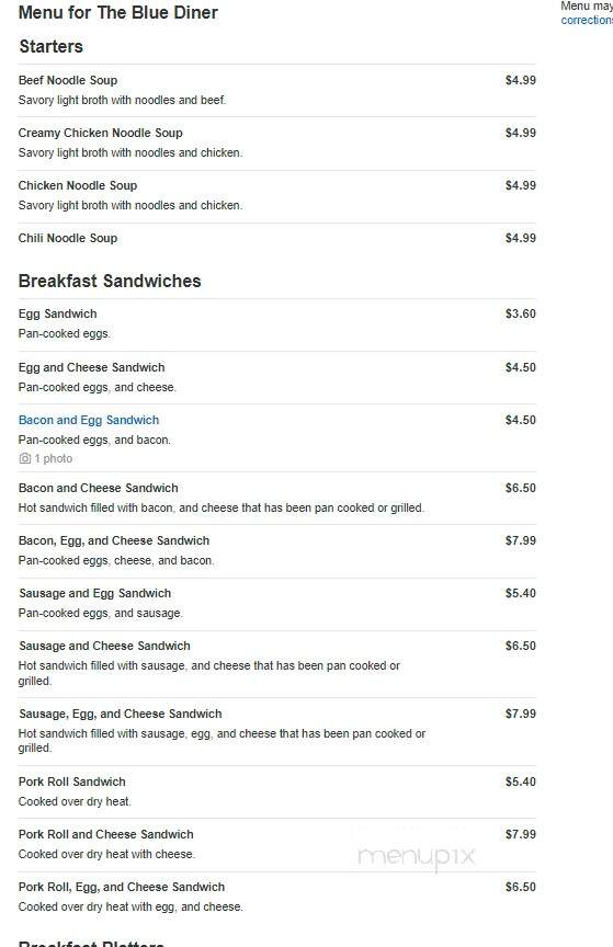 The Blue Diner - East Stroudsburg, PA menu_pic