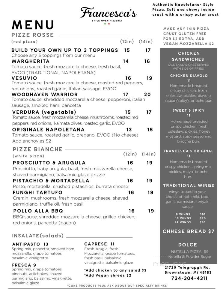 Francescas Brick Oven Pizzeria - Brownstown, MI
