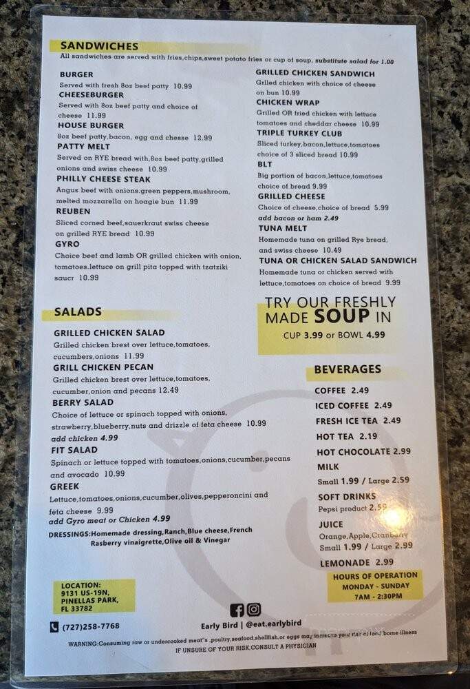 Early Bird - Pinellas Park, FL menu_pic