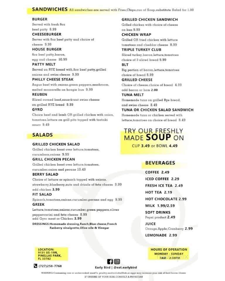 Early Bird - Pinellas Park, FL menu_pic