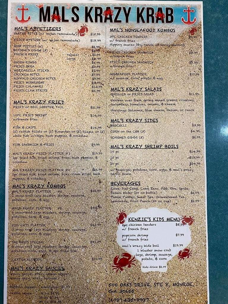 Mal's Krazy Krab - Monroe, GA menu_pic
