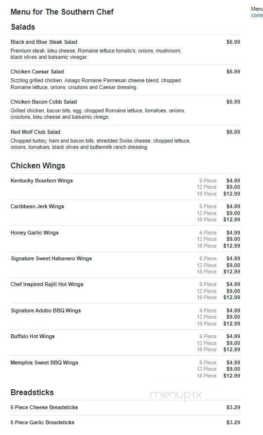 The Southern Chef - Jonesboro, AR menu_pic