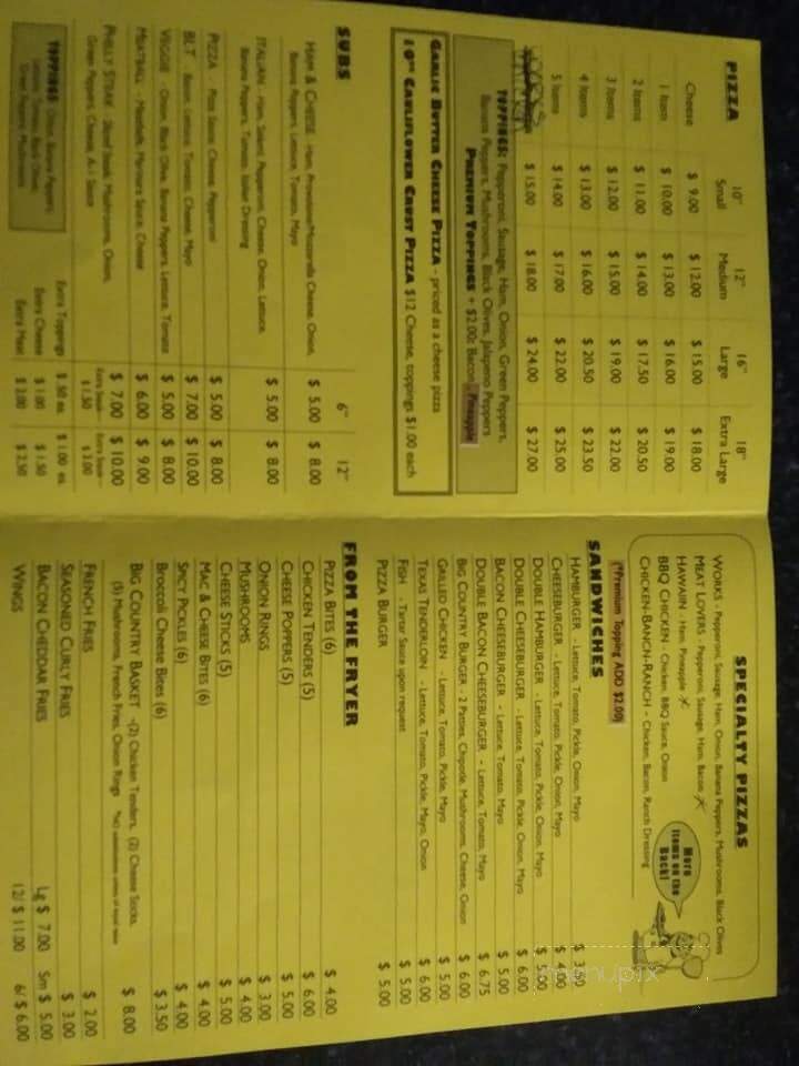 Mia's Big Country Pizza - Londonderry, OH menu_pic