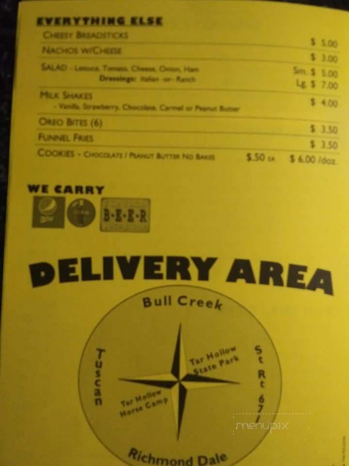 Mia's Big Country Pizza - Londonderry, OH menu_pic