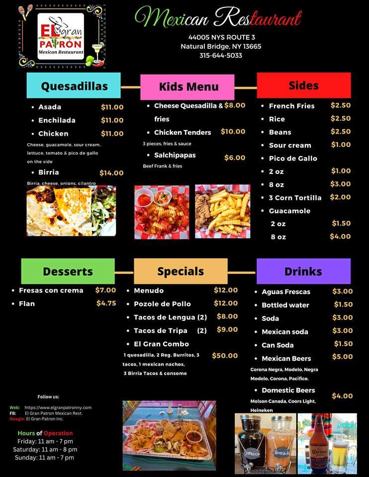 El Gran Patron - Natural Bridge, NY menu_pic