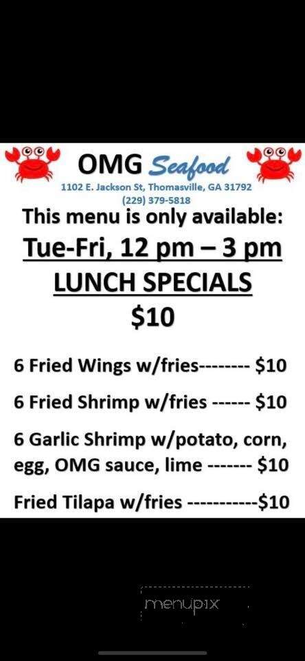 OMG Seafood - Thomasville, GA menu_pic