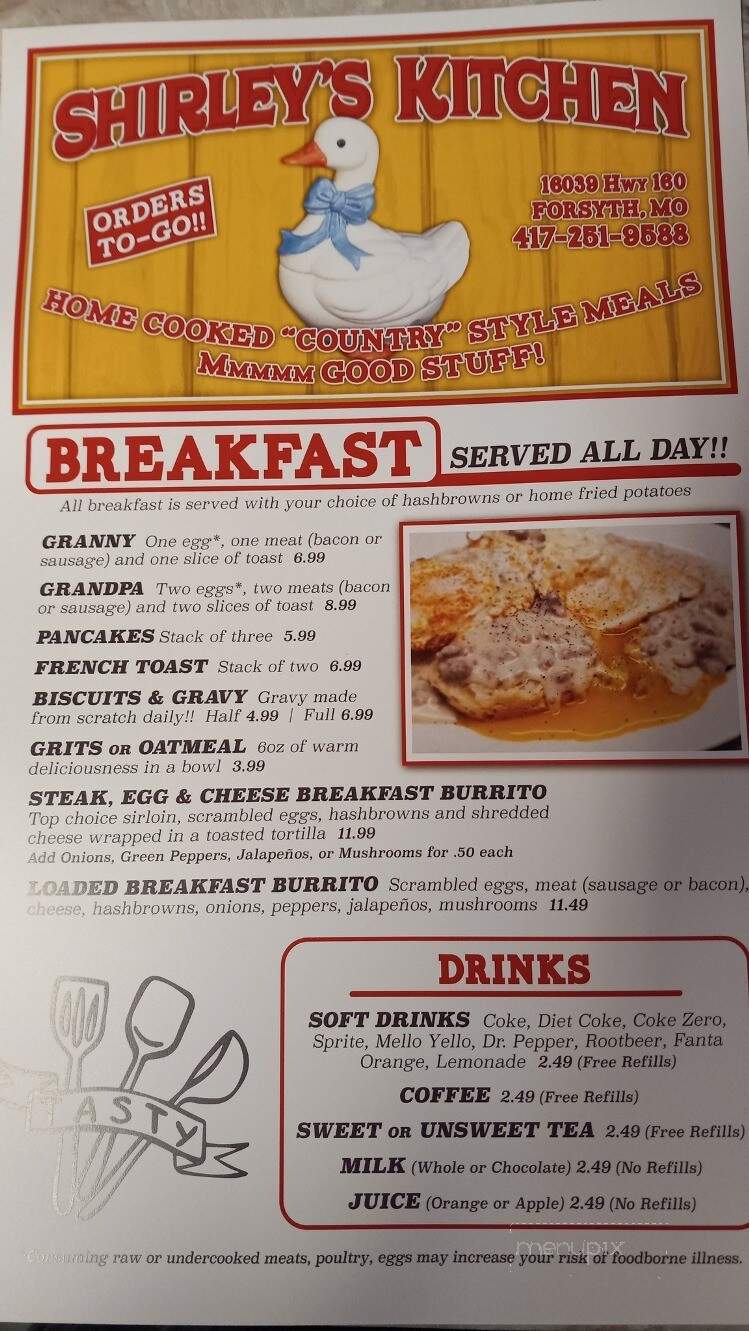Shirley's Kitchen - Forsyth, MO menu_pic