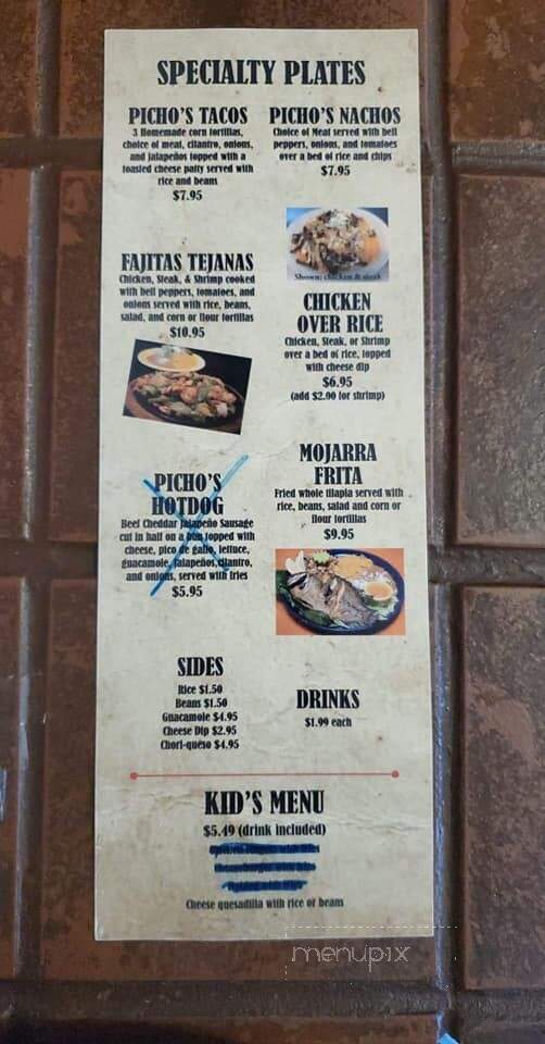 Picho's Mexican Restaurant - Claxton, GA menu_pic